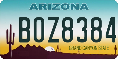 AZ license plate BOZ8384