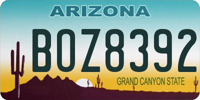 AZ license plate BOZ8392