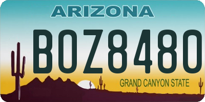 AZ license plate BOZ8480