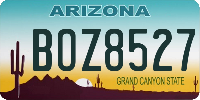 AZ license plate BOZ8527