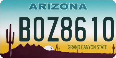 AZ license plate BOZ8610