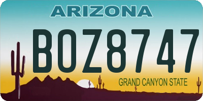 AZ license plate BOZ8747