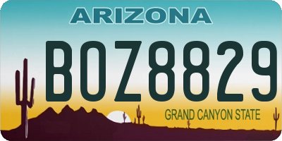 AZ license plate BOZ8829