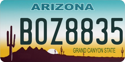 AZ license plate BOZ8835