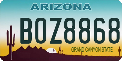 AZ license plate BOZ8868