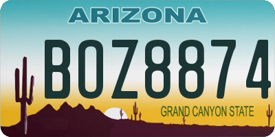 AZ license plate BOZ8874