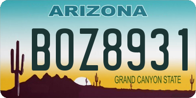 AZ license plate BOZ8931