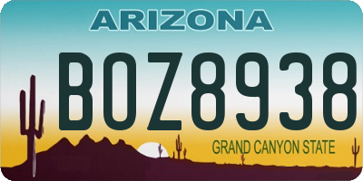 AZ license plate BOZ8938