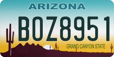 AZ license plate BOZ8951