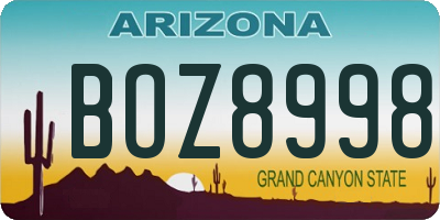 AZ license plate BOZ8998