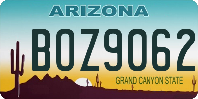 AZ license plate BOZ9062