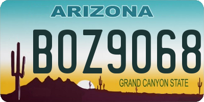 AZ license plate BOZ9068