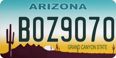 AZ license plate BOZ9070