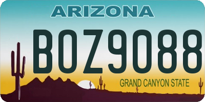 AZ license plate BOZ9088