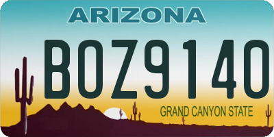 AZ license plate BOZ9140