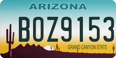 AZ license plate BOZ9153