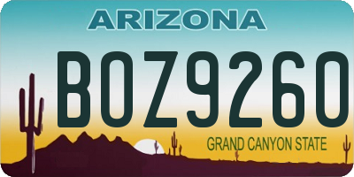 AZ license plate BOZ9260