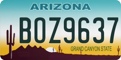 AZ license plate BOZ9637