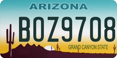 AZ license plate BOZ9708