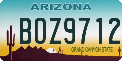 AZ license plate BOZ9712