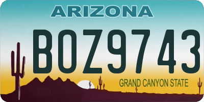 AZ license plate BOZ9743