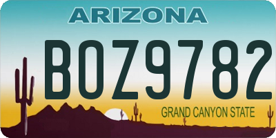 AZ license plate BOZ9782