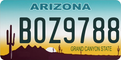 AZ license plate BOZ9788