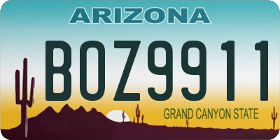 AZ license plate BOZ9911