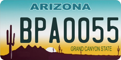 AZ license plate BPA0055