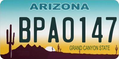 AZ license plate BPA0147