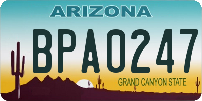 AZ license plate BPA0247