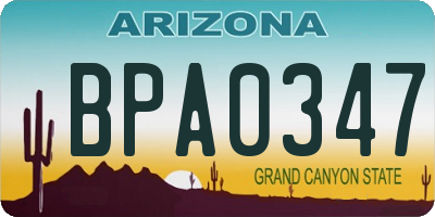 AZ license plate BPA0347