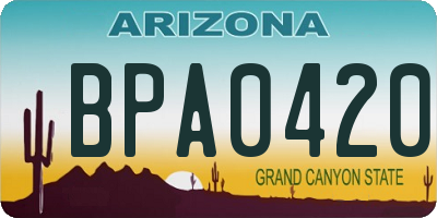 AZ license plate BPA0420