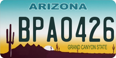 AZ license plate BPA0426