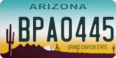 AZ license plate BPA0445