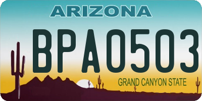 AZ license plate BPA0503