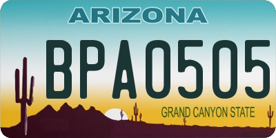 AZ license plate BPA0505