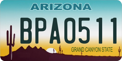 AZ license plate BPA0511