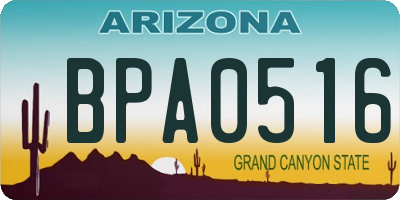 AZ license plate BPA0516
