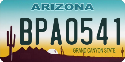 AZ license plate BPA0541