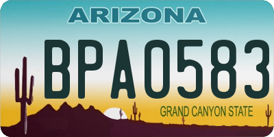 AZ license plate BPA0583