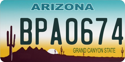 AZ license plate BPA0674