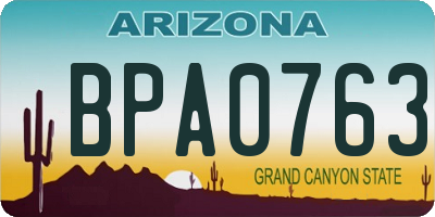 AZ license plate BPA0763