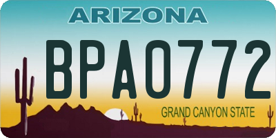 AZ license plate BPA0772