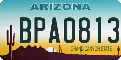 AZ license plate BPA0813