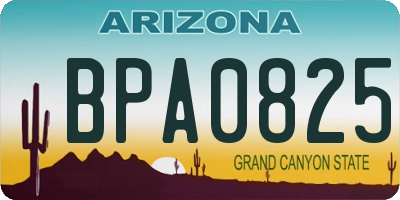 AZ license plate BPA0825
