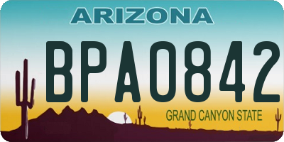 AZ license plate BPA0842