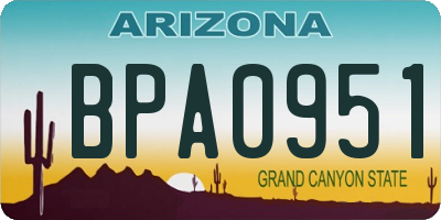 AZ license plate BPA0951