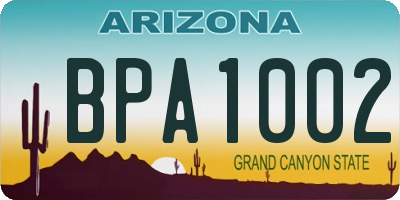 AZ license plate BPA1002