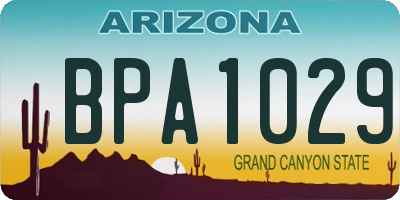 AZ license plate BPA1029